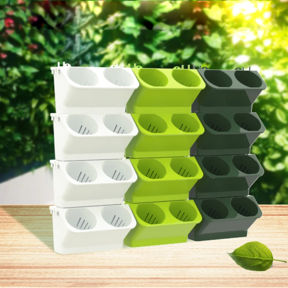 

Resin Flower Pot Self Watering Stackable Wall Planter Heat Cold Resistant Eco-Friendly Wall Hanging Vertical Succulent Plant Pot