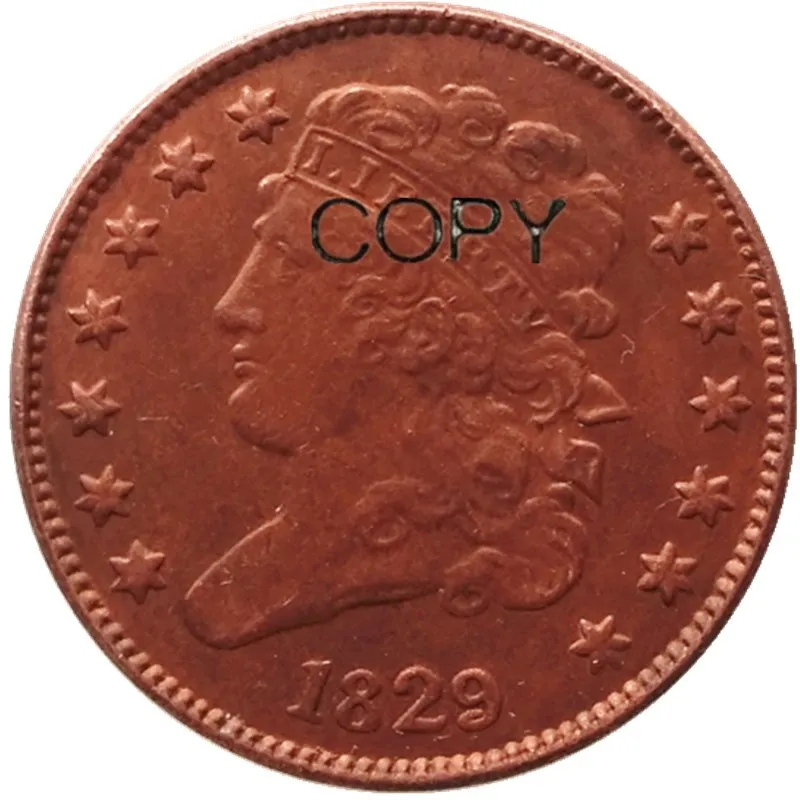 США Классическая головка пол-цента 1829 100% Медные копировальные монеты