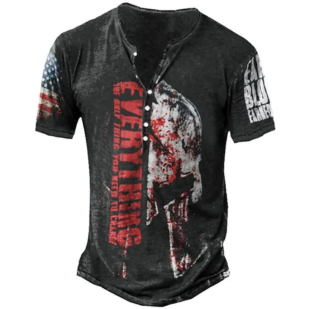 

Футболка мужская из искусственного хлопка, винтажный топ с принтом рыцарей и темпларов, на пуговицах, одежда оверсайз с короткими рукавами, ...