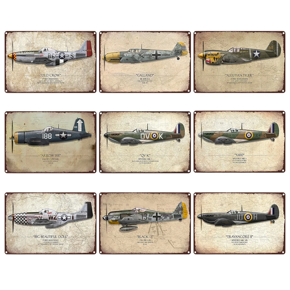 

Fighter Sheet Plaque Metal Drawing Painting Tins Wall Home Poster Bedroom Sign Birthday Festival Ornament Gifts