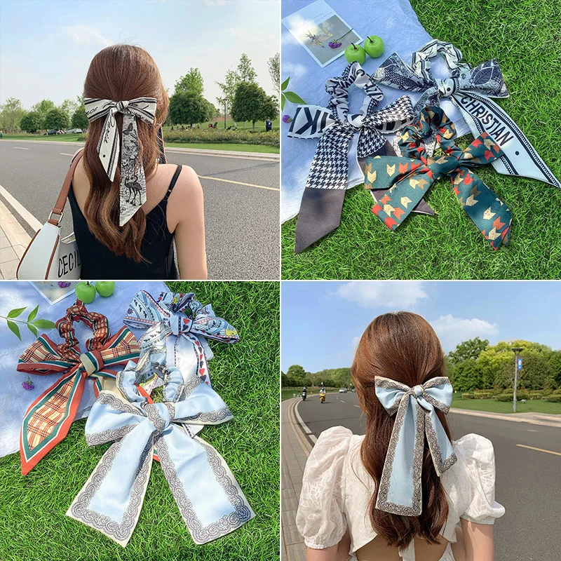 

Новая женская резинка для волос, корейские резинки для волос, милая эластичная лента для волос с цветочным принтом, аксессуары для волос