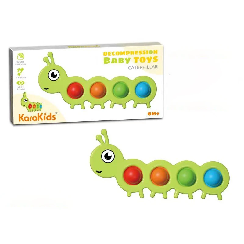 Силиконовая пузырьковая мультяшная гусеница для распознавания цветов сенсорные
