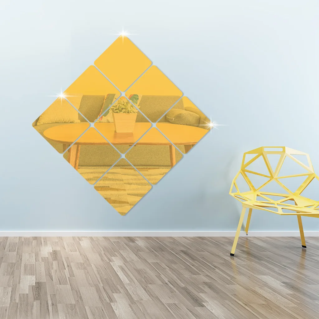 6 штук квадратных зеркальных настенных наклеек толщиной 1 мм простые акриловые