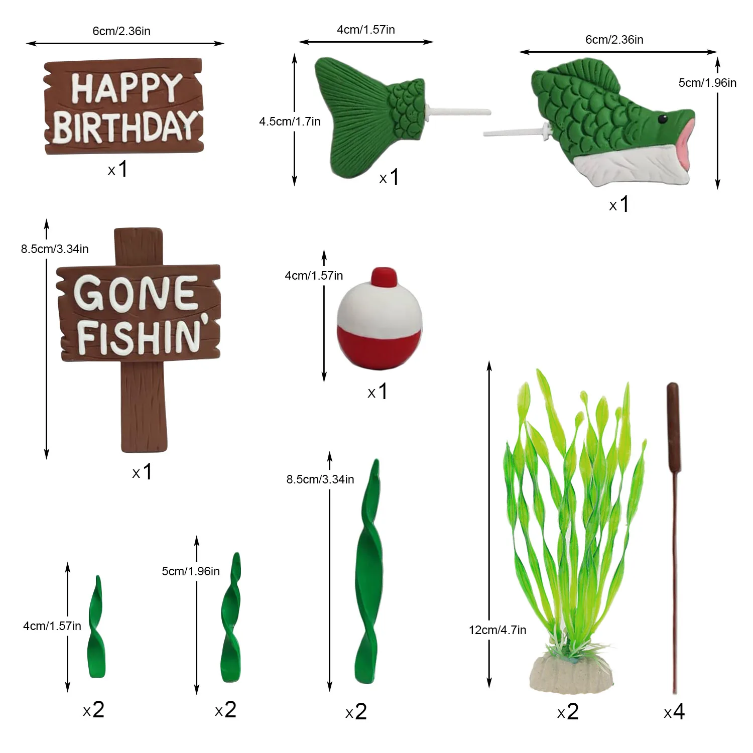 Рыбалка торт Топпер вышел с окуня тростник знак счастливого дня рождения