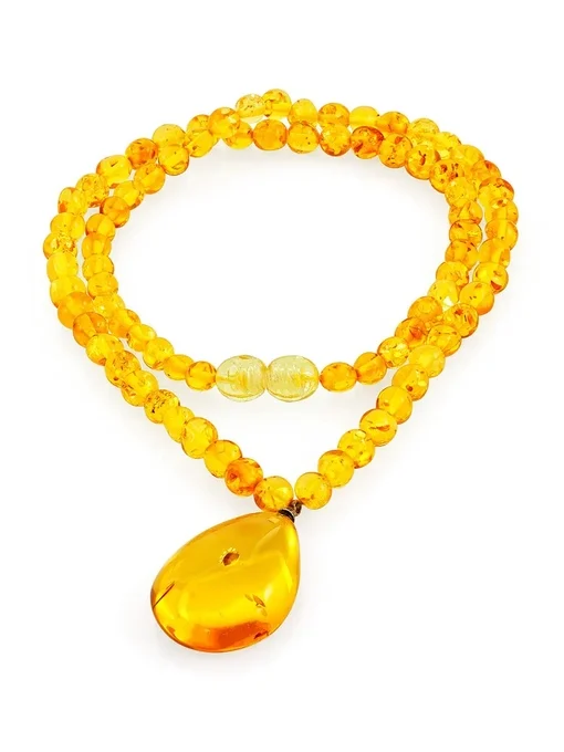 Изящное колье из натурального янтаря лимонного цвета Лаура |