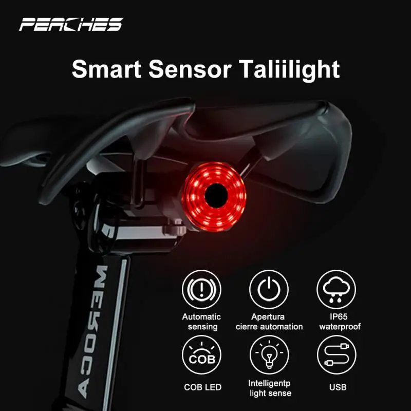 

LED Smart Bicycle Light Taillight Aluminum Alloy Auto Start/Stop Brake Sensing Lamp IPX6 Waterproof USB Rechargeable Lantern New