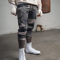 new muscle fitness loose camouflage cargo pants jogging outdoor beam feet mens casual sports trousers trendy pants