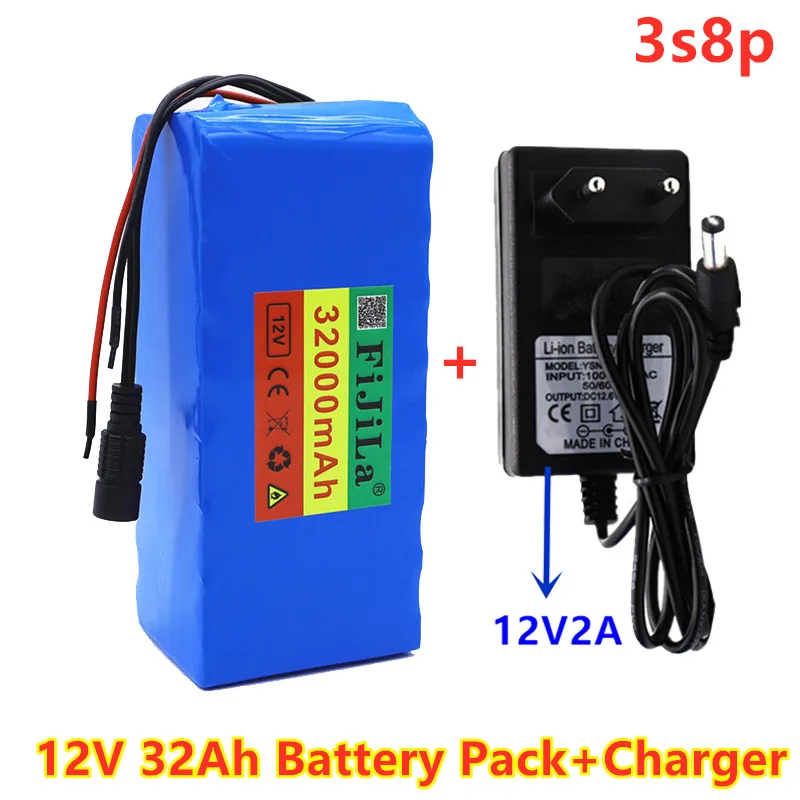 

original 18650 12v battery pack large capacity 12v 32ah 18650 lithium battery protection board 12v 32000mah capacity + charger
