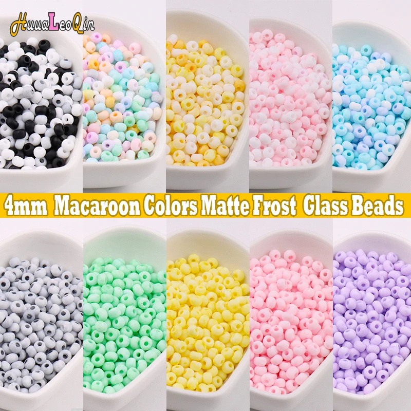 

5/10g 4mm Macaroon Matte Frost Glass Beads Uniform 6/0 Loose Spacer Seed Beads for Needlework Jewelry Making DIY Sewing Necklace