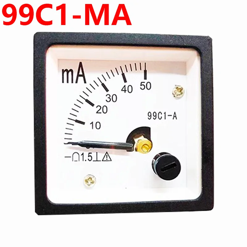 

NEW 99C1-A Pointer type DC Ampere Meter 30mA /50mA Range Analog Ampere Gauge Panel 48x48mm