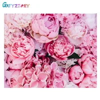 gatyztory painting by number rose pink drawing on canvas handpainted art gift diy picture by number flowers kits home decor