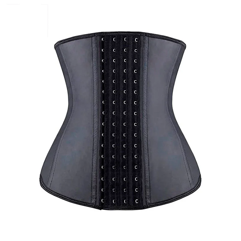 

Latex Waist Trainer Women Strong Corset 9 Bone Smooth Latex 4-row Shapewear Rubber Belly