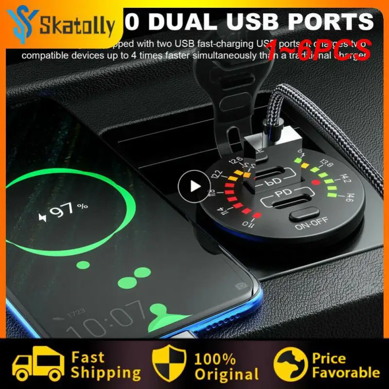 

1~6PCS Ursuniot 36W Dual USB QC3.0 Car Charger 12V Motorcycle USB Outlet Quick Charging Power Socket with Colorful Digital