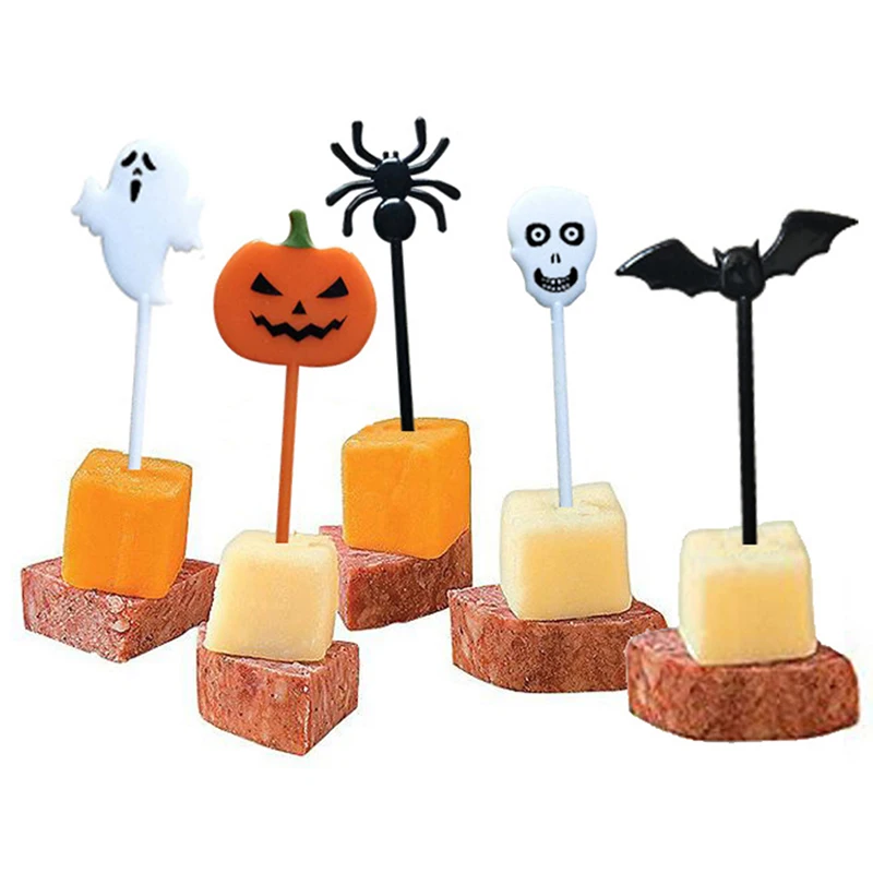 

10pcs/set lunch pick halloween fruit fork cartoon kids snack cake dessert pick toothpick bento lunch party decoration
