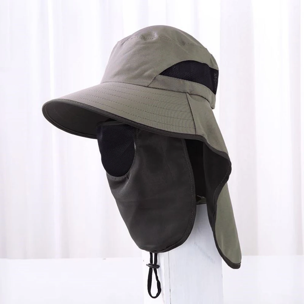 

PGM Men's Summer Outdoor Sun Hat Fishing Hat Big Brim Neck Protection Bucket Hat Breathable Sunscreen Mask Sun Hat