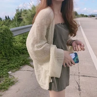 crop cardigan women korean style leisure popular tender summer hollow out uv protection elegant lady beach trendy soft knitwear