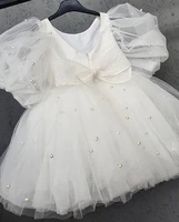 ivory white baby girl birthday party dress birthday gown for ceremony first communion dress puffy tulle with bow