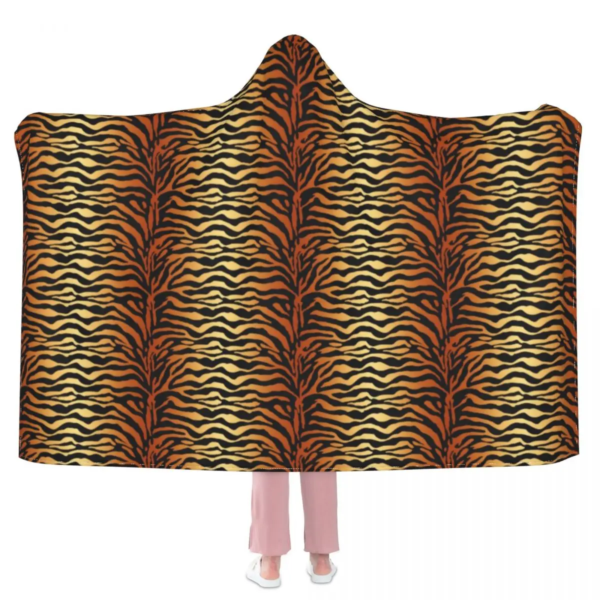 

Супермягкое флисовое покрывало с капюшоном в стиле ретро с изображением тигра