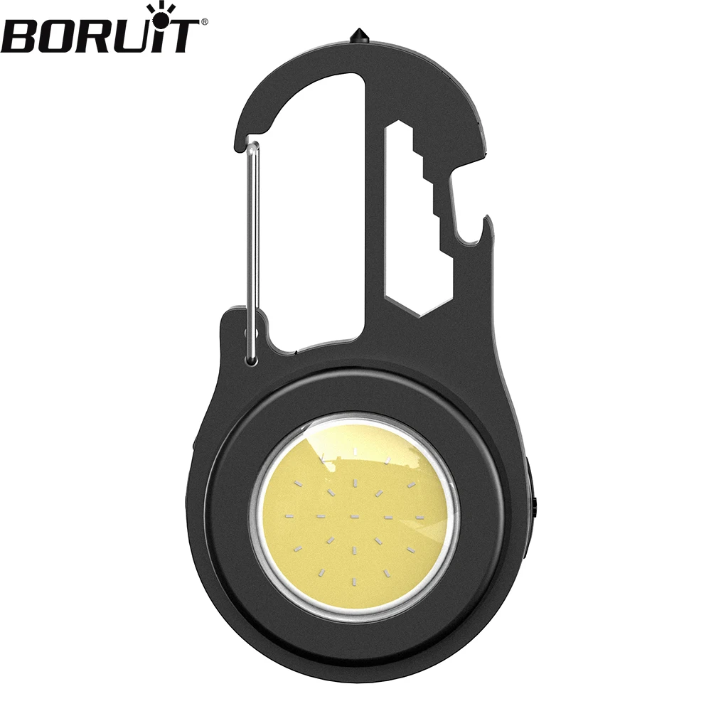 Multi-function Mini Portable Lantern COB LED Floodlight Key Chain Flashlight Type-c Rechargeable Magnetic Safety Hammer Light
