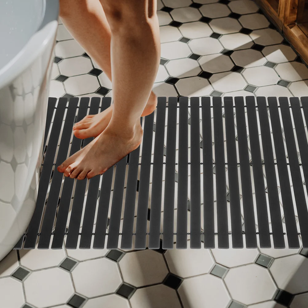 

Bath Mat Black Non Skid Shower Floor Anti Slip Bathroom Tub Bamboo Bathtub Mats