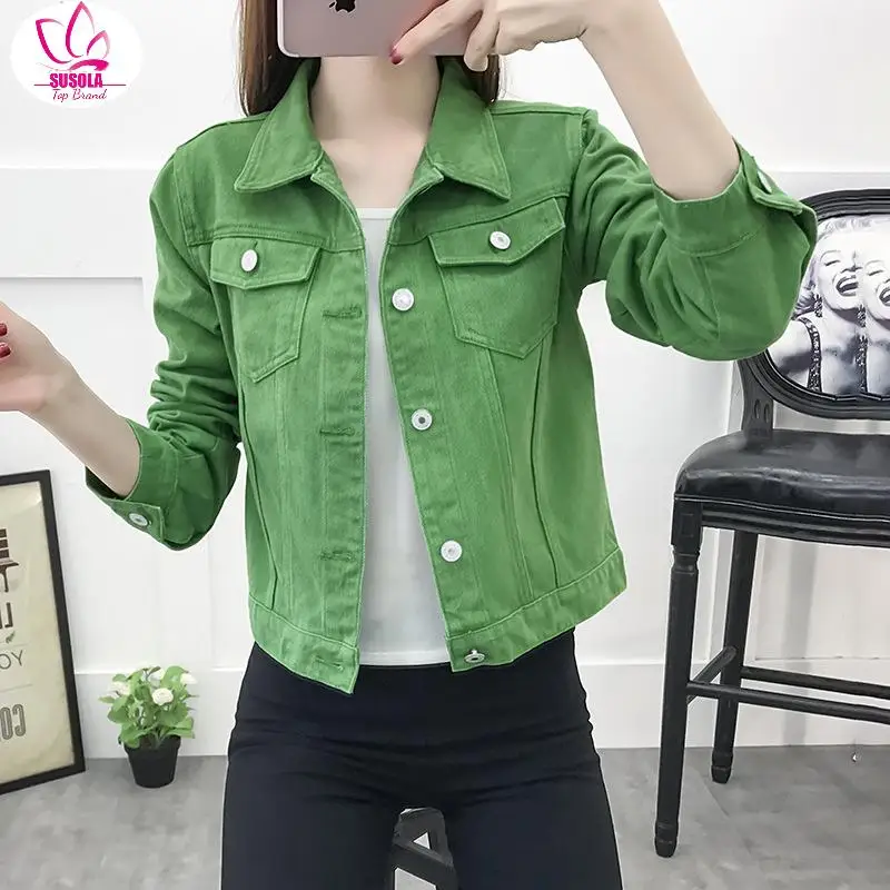 Женская джинсовая куртка SUSOLA Базовая из денима повседневная верхняя одежда для