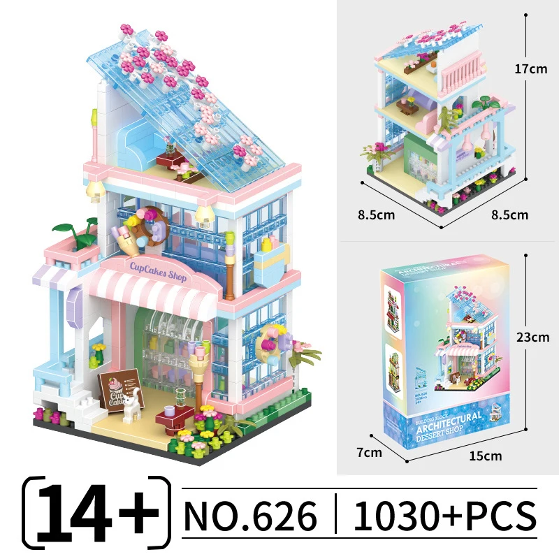 Фото Домик на дереве Moc, строительные блоки, игрушки для детей, девочек от 6 до 10 лет, цветочный магазин, moc, вид на улицу, строительные блоки, кирпич для взрослых №2