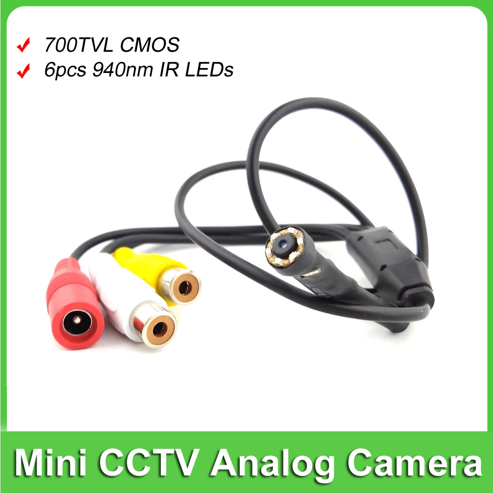 

700TVL CMOS Mini Indoor Color CCTV CVBS Analog Video Audio Camera 3.6mm lens 75 Degrees With 6pcs 940nm IR LEDs IR Night Vision