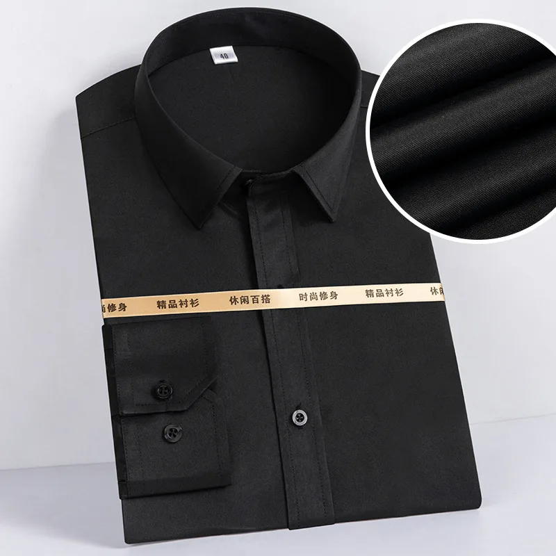 Workwear Men's Shirts Solid Color Four Seasons Fashion Comfortable Slim Long Sleeves Free Ironing Business Casual Special Shirts
