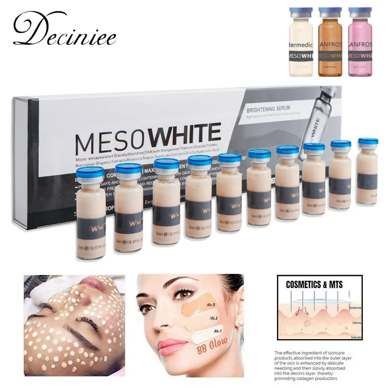 

10Pcs 5ml Semi-permanent Liquid Foundation BB Cream Glow Korean Cosmetics Meso MTS Imported-Into BB Serum Facial Skin Whitening