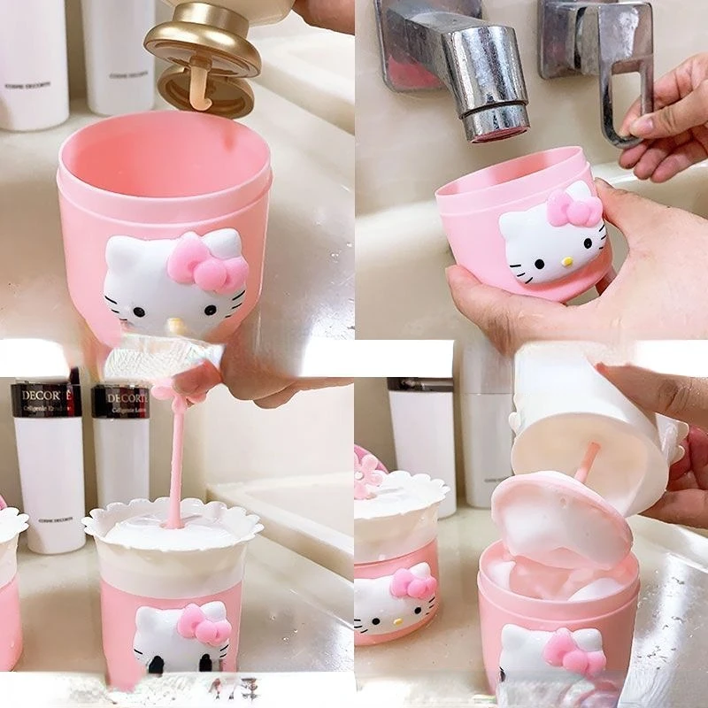 

Hello Kitty Cute Girl Heart Frother Facial Cleanser Foamer Face Washing and Foaming Artifact Foam Cup Foaming Bottle Creative