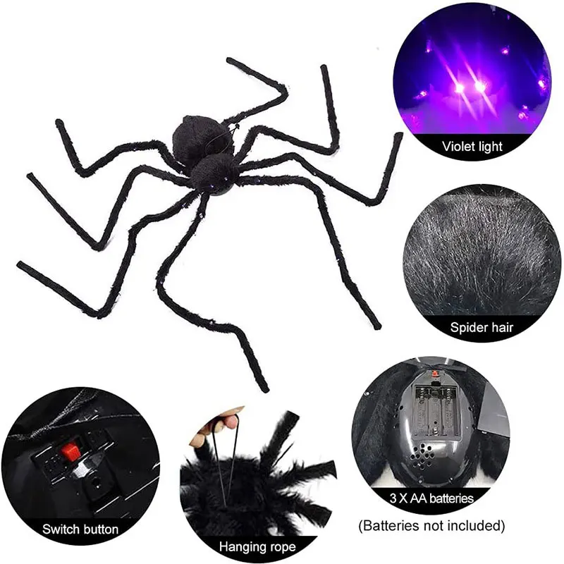 

Big Plush Glowing Spider Halloween Decoration Props Ghost Festival Terrorist Atmosphere Party Outdoor Decoration Props