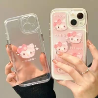 sanrio hello kitty cute cartoon clear soft phone case for iphone 13 12 11 pro max xr xs max x 78plus shockproof shell girl gift