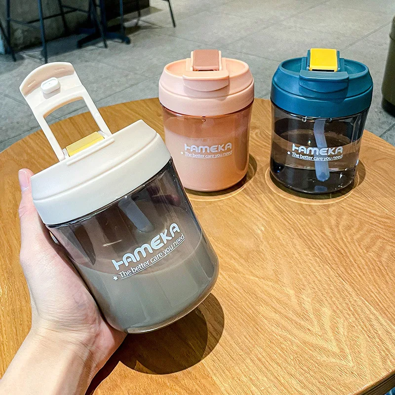 

2022 New Sports Gym Water Bottle With Straw Portable Coffee Cup Leak-proof Shaker Bottle Plastic Outdoor Drink Bottle Kettle