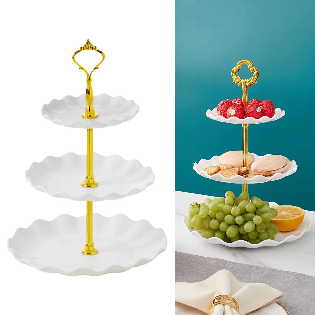 Storage Tray Dessert Tower Three-Layer Decor Plastic Dessert Candy Dish Display Holder Cupcake Fruit Plate for Party Living Room images - 6