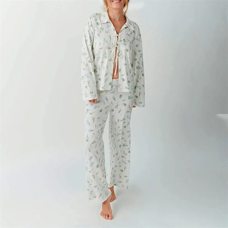 FUFUCAILLM женские пижамы для отдыха с цветочным/вишневым принтом рубашки длинными