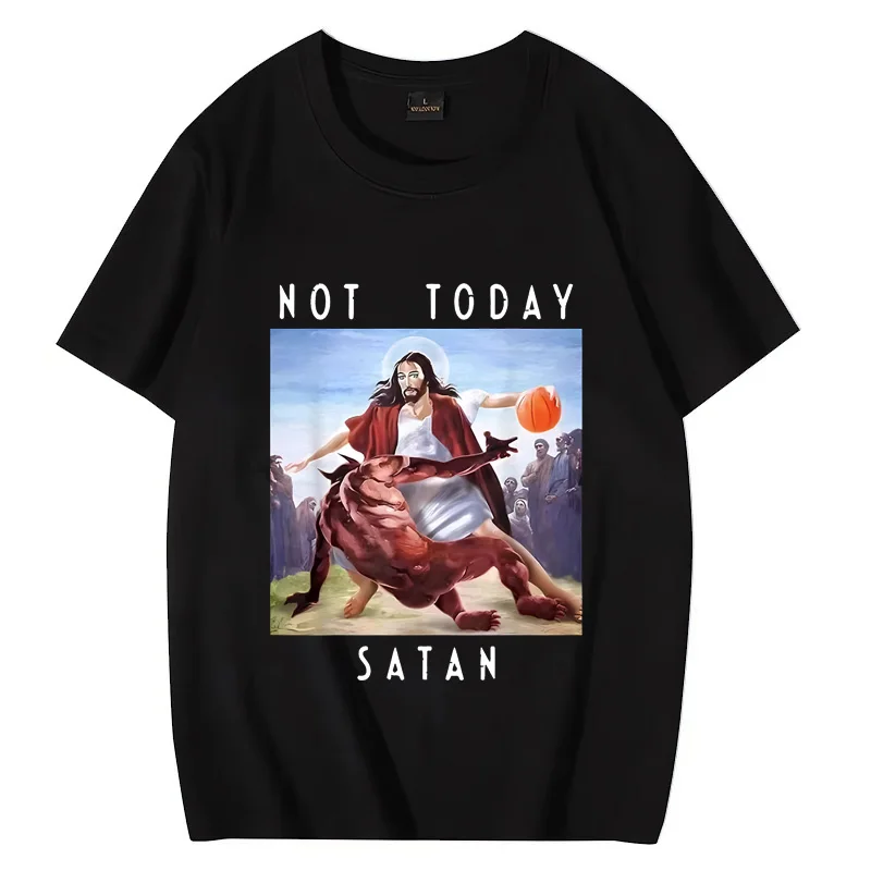

Not Today Satan Men Women Vintage T - Shirt s 2023 New Summer Casual Graphics Tops 100% Cotton short sleeve Unisex Tee Shirt
