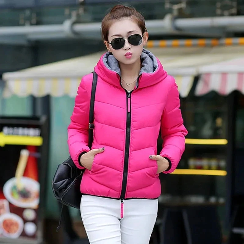 

Women thickencoat Ultra Light Down Jacket korean style slim fit Jacket Long Sleeve Warm Coat Parka Female Solid Portable Outwear
