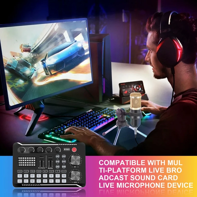 Набор звуковых карт F998 семейный микрофон с картой для живого звука