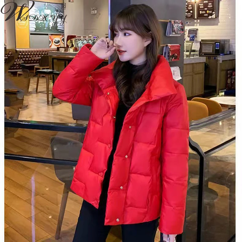 Women Winter Parkas 2022 New Fluffy Cotton White Duck Down Jacket Ultralight Portable Solid Coat Baggy Fashion Bread Clothes Out