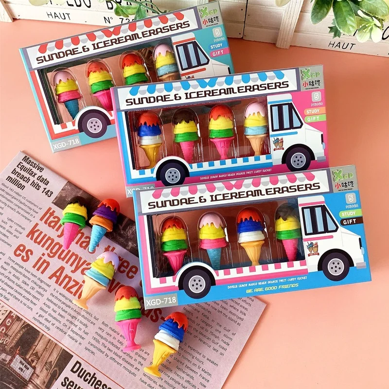 1 шт. мультяшный ластик для учеников креативный в форме мороженого десертная