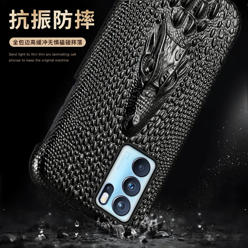 100% Crocodile Genuine Leather Cases For Oppo Reno 6 5 4 Reno6 Reno5 Pro Plus Luxury Fall Protection Cover 360 Full Coque Case