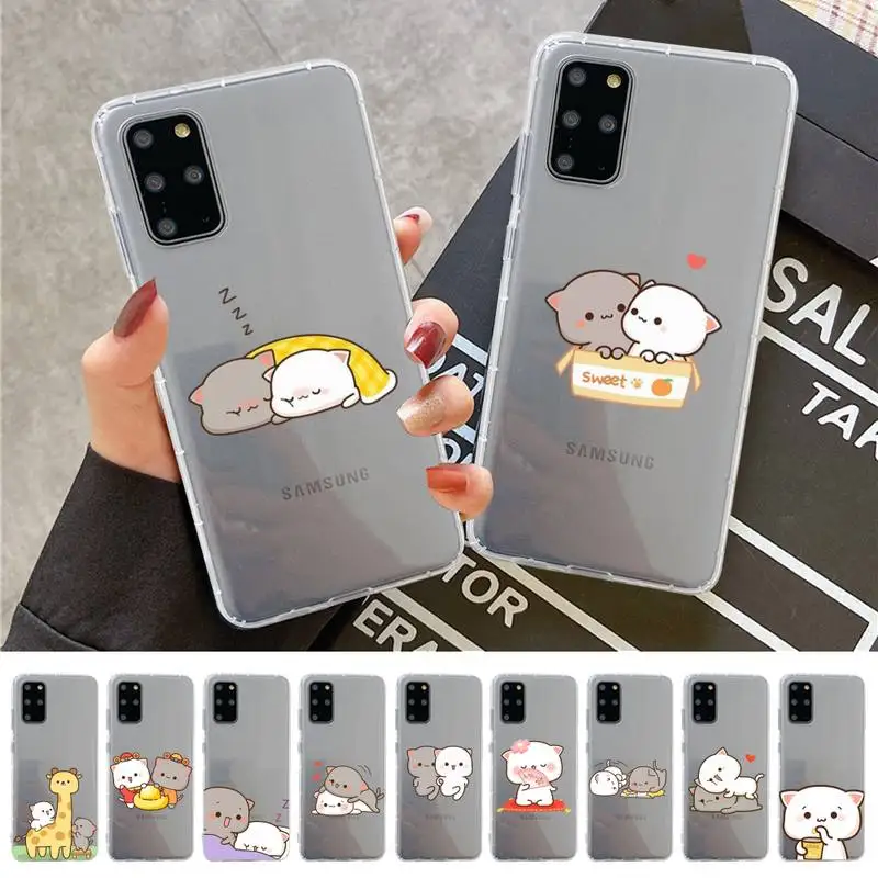 

Fun Cartoon Peach Mochi Cat Phone Case for Samsung S20 ULTRA S30 for Redmi 8 for Xiaomi Note10 for Huawei Y6 Y5 cover