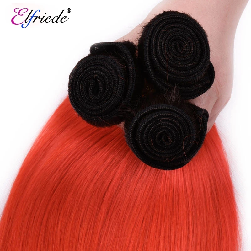 Elfriede 1B/оранжево-красные прямые волосы с эффектом омбре