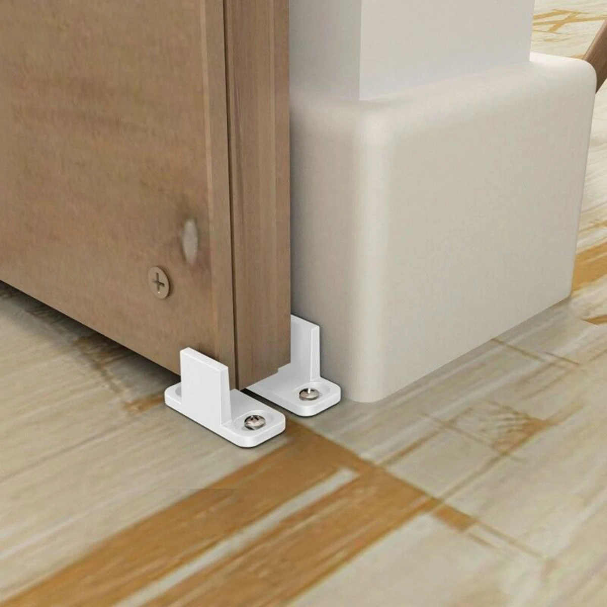 

Durable Floor Guide 4.5 x 2 cm 6X/set Adjustable Hardware L-Guide Plastic Replacement For Sliding Barn Door White