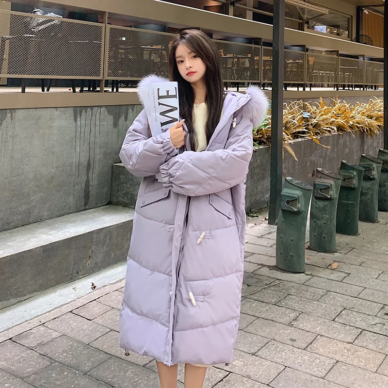 2022 Cotton Padded Fur Parka New Big Fur Collar Down Winter Long Jacket Women Thick Warm Parkas Female Outerwear