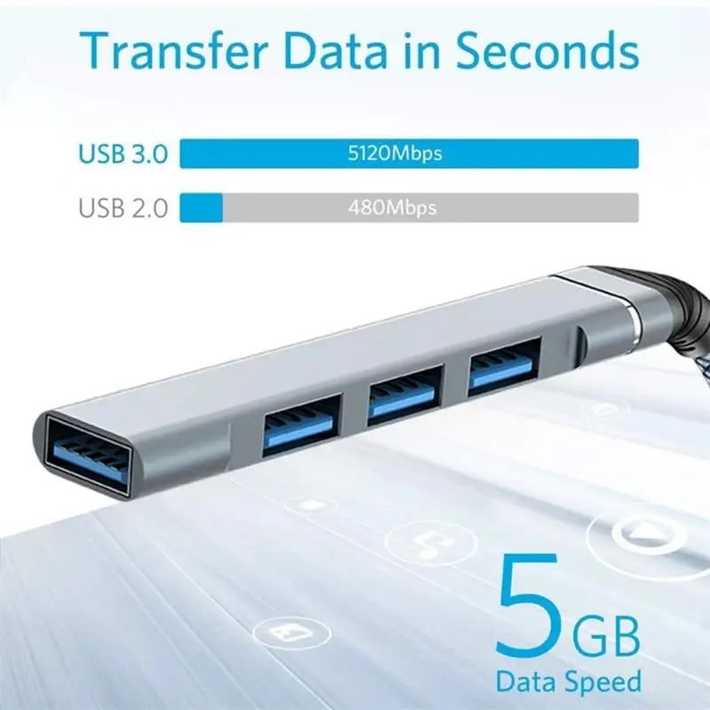 

Ethernet Adapter Usb 3.0 Type-c Hub Portable Small 4 Port Multi Splitter Adapter High Speed 5gpbs Laptop Converter Usb3.0