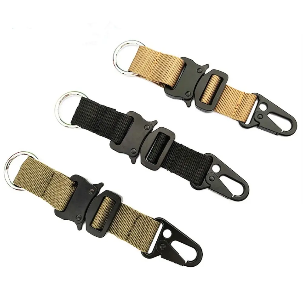 

Army Green Knapsack Keychain Khaki Nylon Ribbon Fastener Hooks Molle Tactical for Outdoor Tactical Keychain