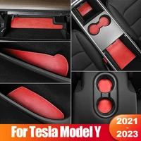 for tesla model y 2021 2022 2023 leather non slip mat door groove storage pad gate slot cup cushion stickers accessories