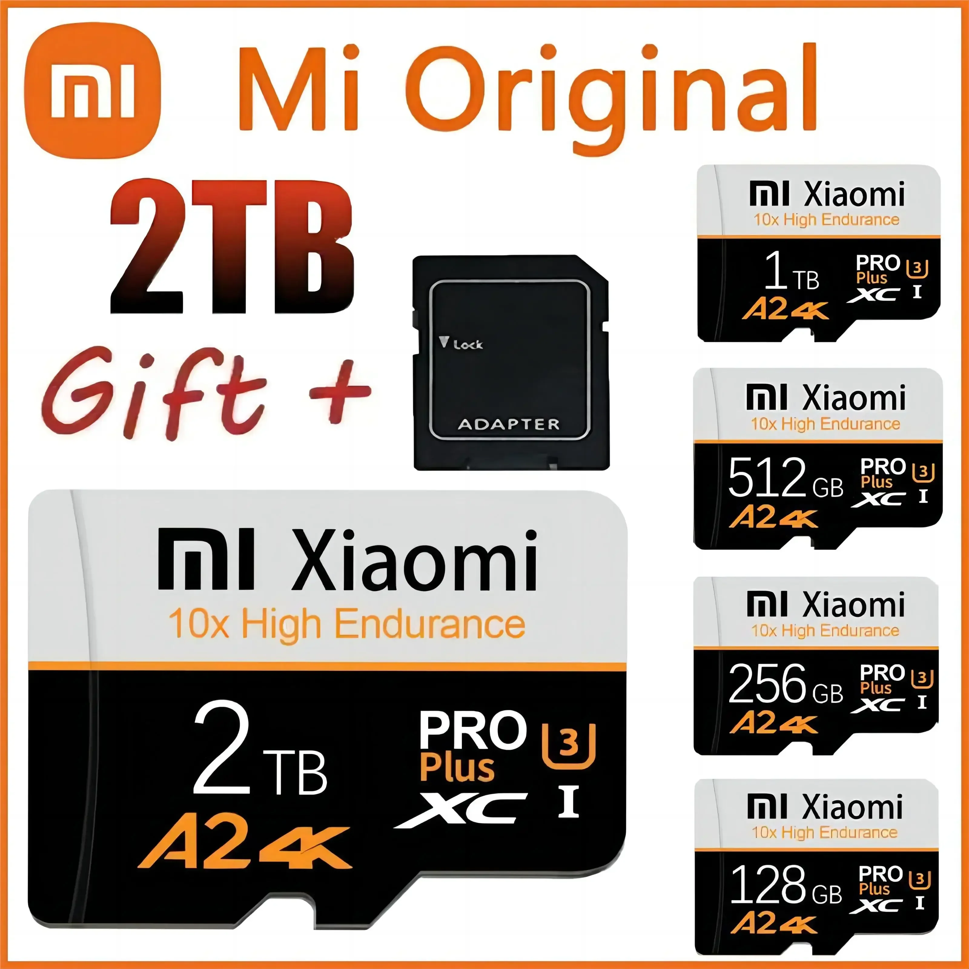 Фото Высокоскоростные карты памяти Xiaomi TF 2 ТБ, SD-карты, Micro TF SD 512 ГБ, 256 ГБ, 128 ГБ, 4K для Mac / камеры / игр / Android №1