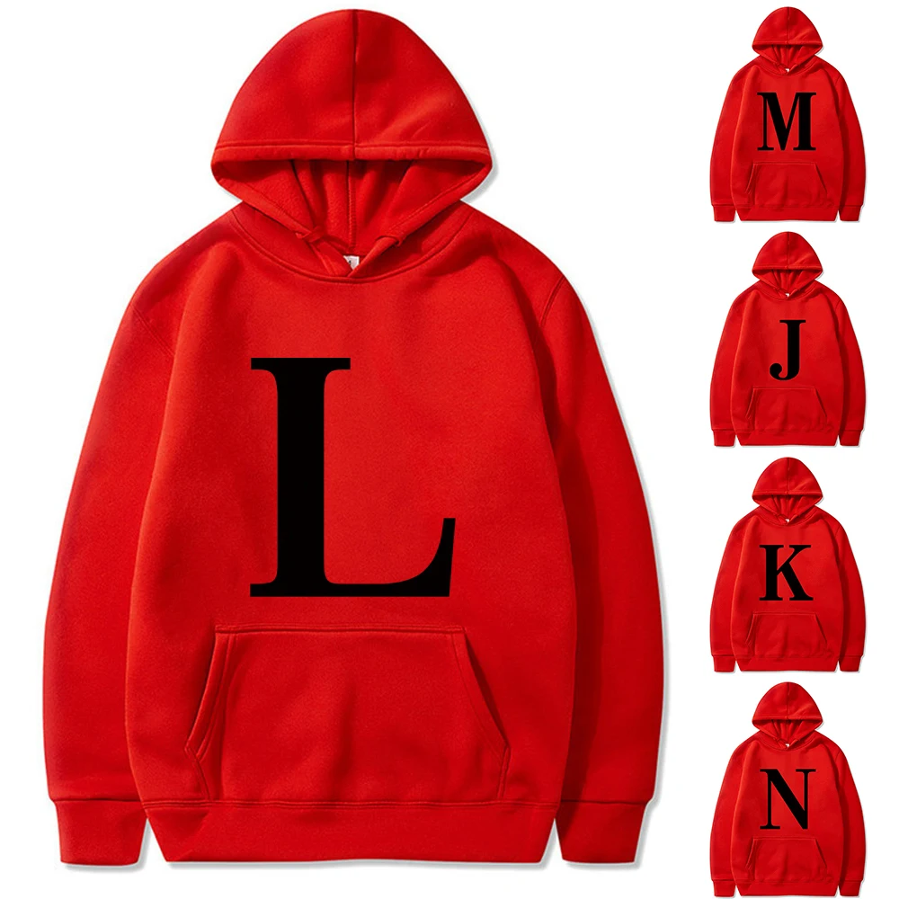 

Men Women Hoodies Autumn 2022 26 Black English Letter Series Print Sweatshirt Streetwear Sweatshirts Hip Hop Cool Pullover Tops